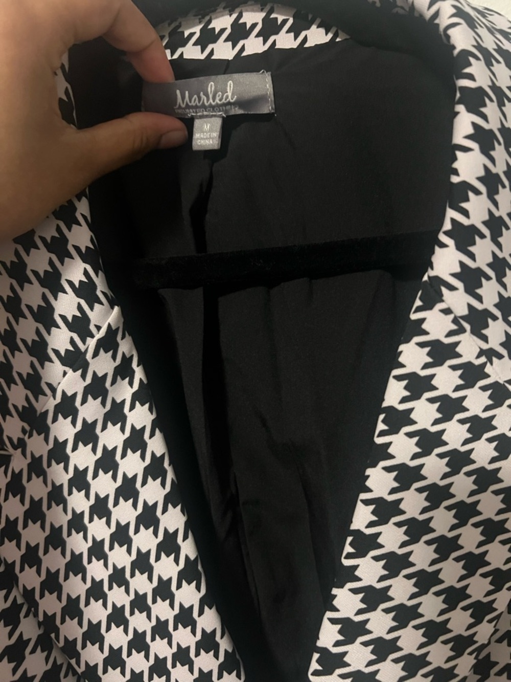 Marled Black & White Houndstooth Jacket - Picture 3 of 3